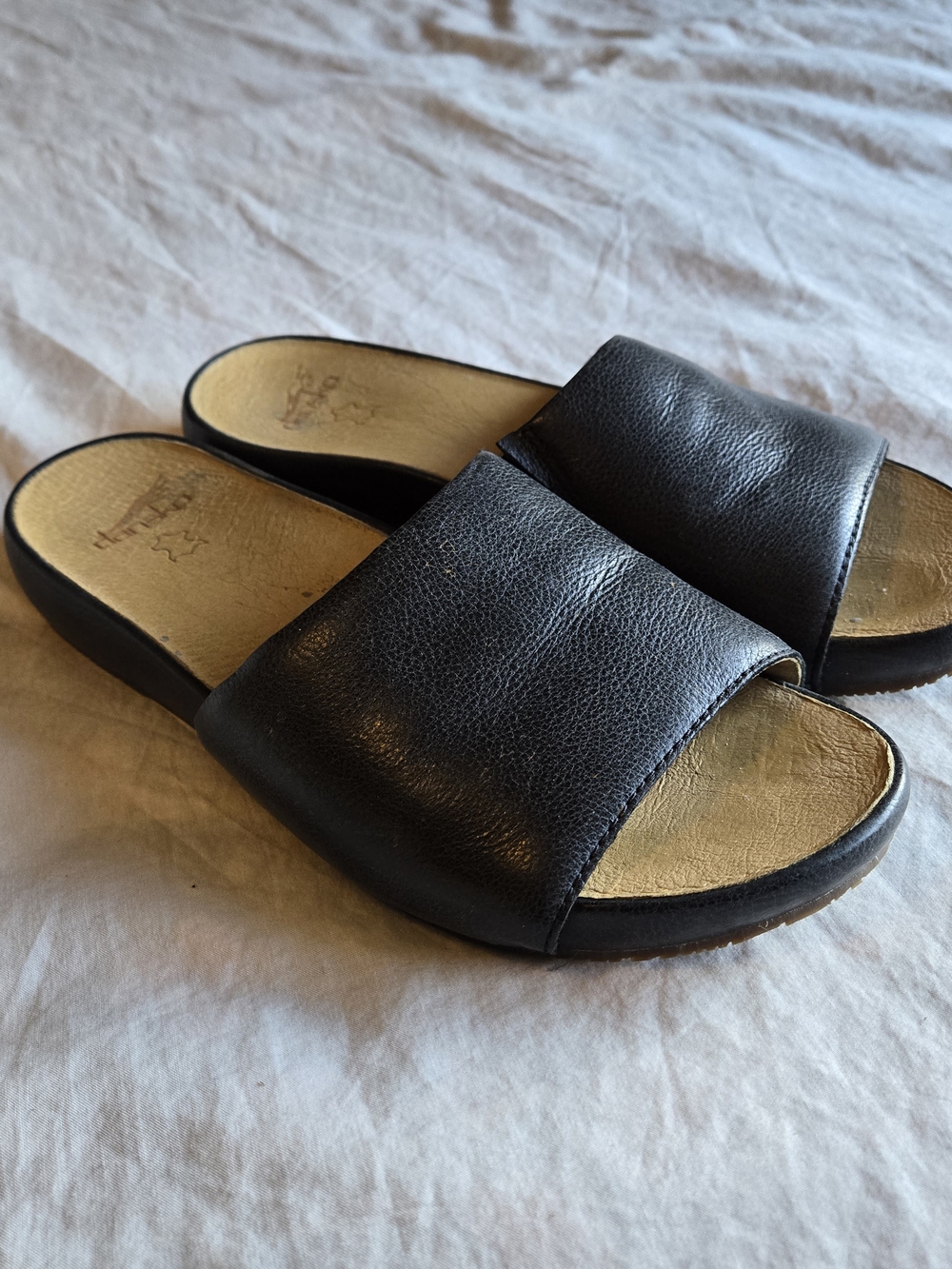 Dansko Black Leather Slide Sandals